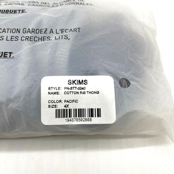 Skims Womens Cotton Ribbed Thong Panties Plus Size 4X Pacific Gray PN-STT-0040 - Picture 12 of 12